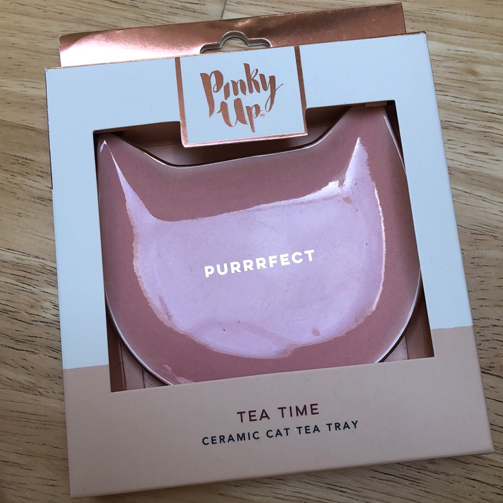 Purrrfect jewelry tray. Pink with gold letters